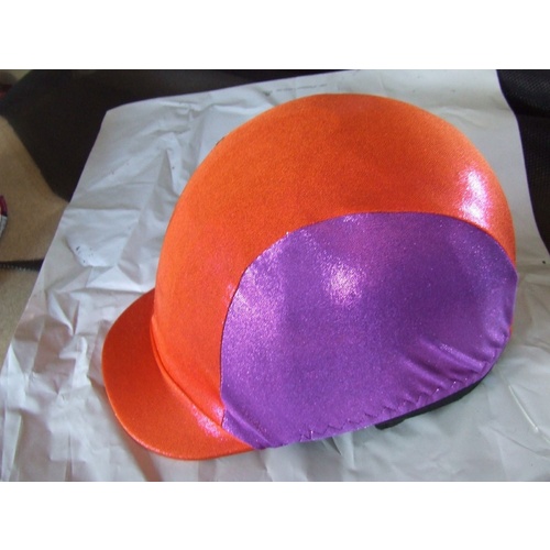 Ecotak lycra helmet cover - purple & orange shimmer