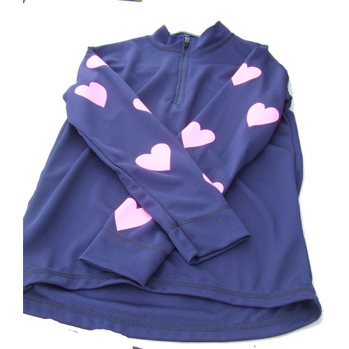 Equetech Cross Country Colours childrens Navy blue with pink hearts medium