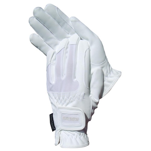 Harry's Horse White Domy Suede Gloves with Mesh - medium