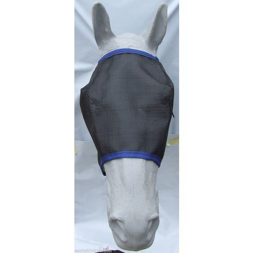 Ecotak Fly Mask Black mesh with royal blue trim - Pony Size