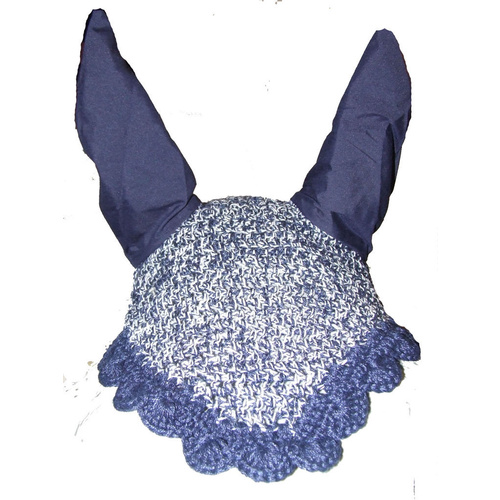 Ecotak Crochet Bonnet/Ear Net - Navy & White Flecks Full size