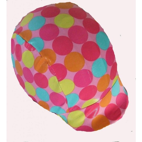 Ecotak lycra helmet cover - Pink with coloured spots