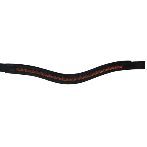 Ecotak black leather U Browband with black, red & gold crystals COB size