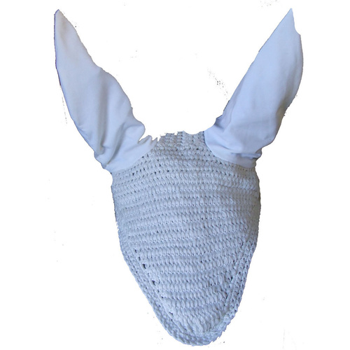 Ecotak Crochet Bonnet/Ear Net Stylish Cut Longer length Full size WHITE