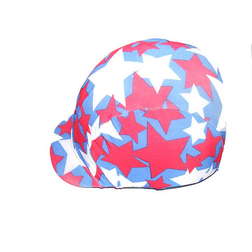 Ecotak lycra helmet cover - Royal blue with white & red stars