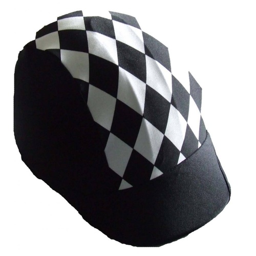 Ecotak lycra helmet cover - black with white diamonds