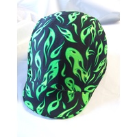 Ecotak Lycra Helmet Cover - Black green flames