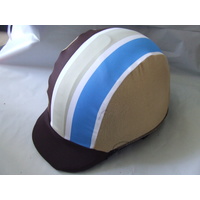Ecotak Lycra Helmet Cover - Brown & gold stripes