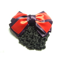 Ecotak Bow Hair Clip with hair net/snood - plum & red