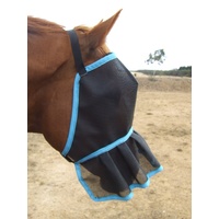 Ecotak Fly Mask/veil with Nose Skirt/frill - Aqua Trim