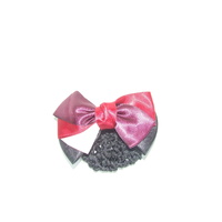 Ecotak Bow Hair Clip with hair net/snood - burgundy, red & pale pink