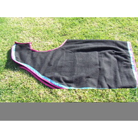 Ecotak Wool Cutaway Removable Quarter Sheet/exercise rug - Black with aqua & pink trim Large