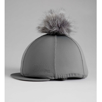 Premier Equine PEI Jersey Hat Silk with faux fur pom pom - charcoal grey