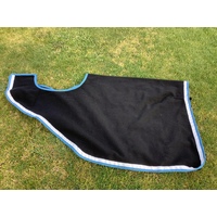 Ecotak Wool Cutaway Removable Quarter Sheet/exercise rug - Black with white & teal trim