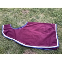 Ecotak Wool Cutaway Removable Quarter Sheet/exercise rug - burgundy with white & navy trim