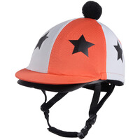 QHP Vegas Helmet Cover - Flame orange & white with stars