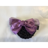Ecotak Bow Hair Clip with hair net/snood - mauve shear rose