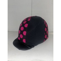 Ecotak Lycra Helmet Cover -  Pink & Black Polka Dots
