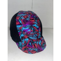 Ecotak Lycra Helmet Cover -  Black & Aqua Pattern 
