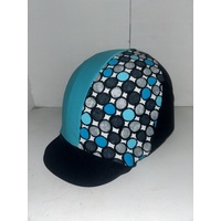 Ecotak Lycra Helmet Cover -  black, blue & silver spots