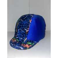 Ecotak Lycra Helmet Cover -  blue orange & black abstract