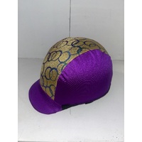Ecotak Lycra Helmet Cover - Gold & purple rings