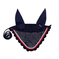 QHP Ear Net/bonnet Coco Estate - navy, white & red