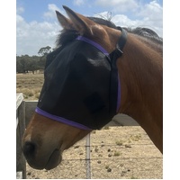 Ecotak Black Fly Mask/Veil with Purple Trim 
