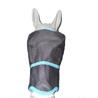 Ecotak Fly Mask/Veil with contoured nose flap Black with Aqua Trim 