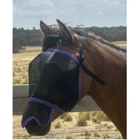 Ecotak Fly Mask/Veil with contoured nose flap Black with Purple Trim 