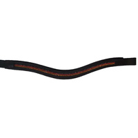 Ecotak black leather U Browband with black, red & gold crystals