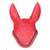 Ecotak Crochet Bonnet/Ear Net - Red with black trim Full size