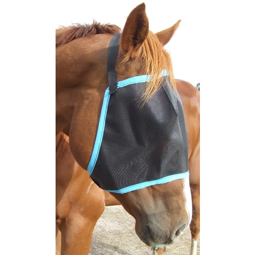 Ecotak Black Fly Mask/Veil with aqua trim [Size: XL]
