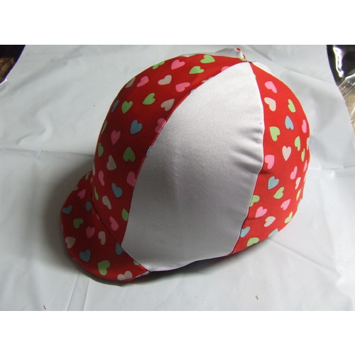 Ecotak Lycra Helmet Cover - Red & White hearts