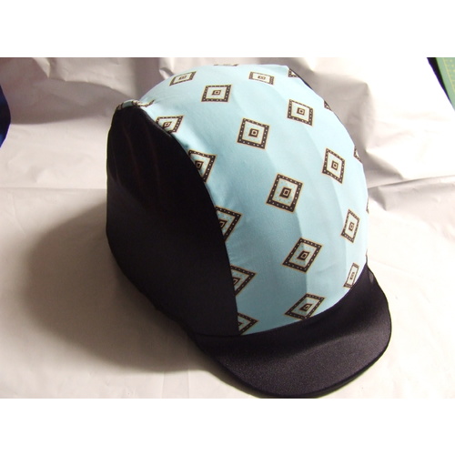 Ecotak Lycra Helmet Cover - Black & Pale Blue pattern
