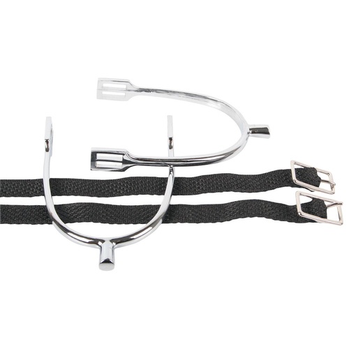 Harrys Horse Chrome Plated Prince of Wales Spurs with straps. Childrens 15mm shank