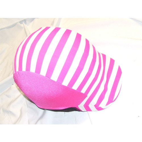 Ecotak Lycra Helmet Cover - pink & white stripe