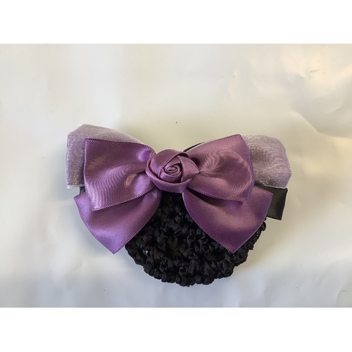 Ecotak Bow Hair Clip with hair net/snood - mauve shear rose