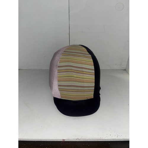 Ecotak Lycra Helmet Cover - Black & Pink Stripe