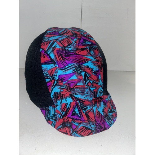 Ecotak Lycra Helmet Cover -  Black & Aqua Pattern 
