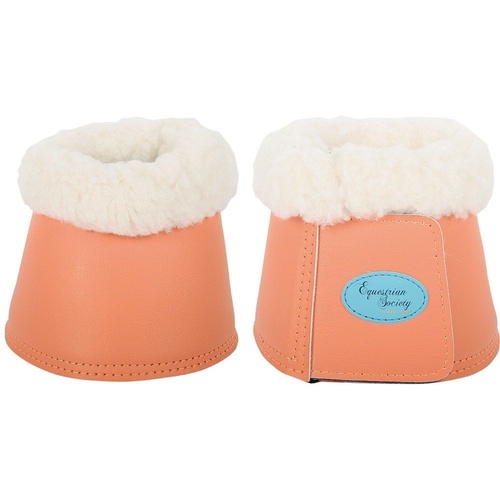 Harrys Horse Leather Over-reach Bell boots with Fleece Living Coral Large
