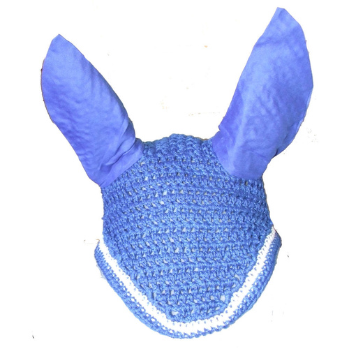 Ecotak Crochet Bonnet/Ear Net - Royal Blue & White Full size