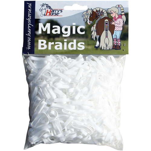 Harry's Horse Magic Braids Plaiting Elastic Bands - White REUSABLE 
