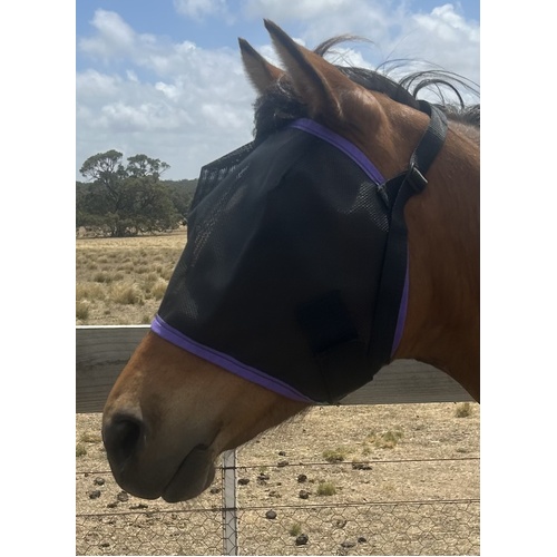 Ecotak Black Fly Mask/Veil with Purple Trim