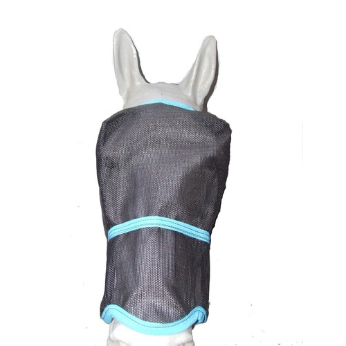 Ecotak Fly Mask/Veil with contoured nose flap Black with Aqua Trim