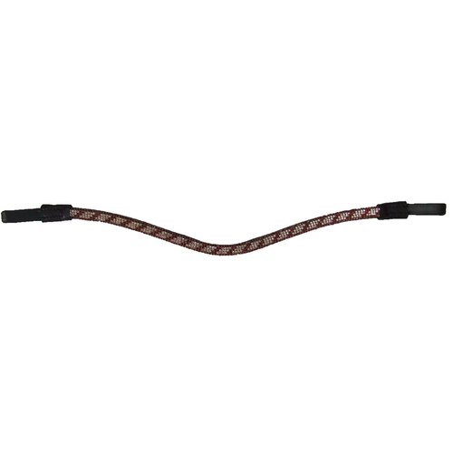 Ecotak black leather U browband with red & white crystals