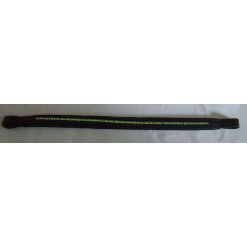 Ecotak black leather browband with pale green diamontes