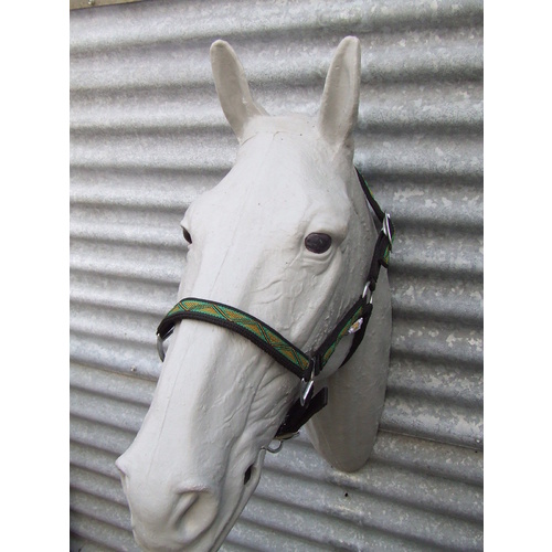 Ecotak black halter/headstall with green pattern PONY