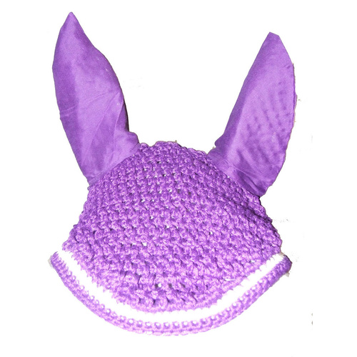 Ecotak Crochet Bonnet/Ear Net - Purple & White Full size